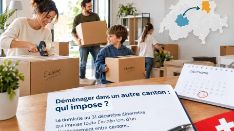 famille entrain de faire des cartons de déménagement